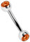 Titan Piercing Schmuck Banane in 1,2 x 11 mm mit 2 orangen Steinkugeln in 3 mm