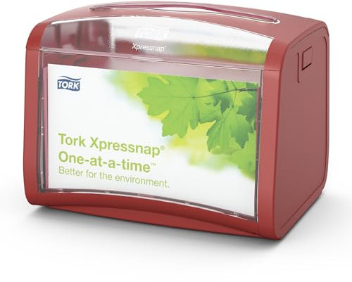 Tork Xpressnap Distributeur de Serviettes de Table rouge N4, Signature line, 1 pièce, 15.5 x 15 x 20.1 cm, 272612