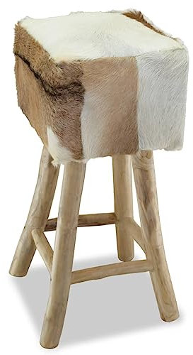 vidaXL Teak Barhocker Fell Hocker Barstuhl Fellhocker Sitzhocker Thekenstuhl
