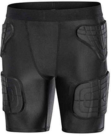 Topeter Padded Shorts, Crash Pants Goalie Shorts Youth Hockey Butt Pads for Kids Skateboarding Soccer, Baseball, Goalkeeper, Airsoft (YXL, Black)