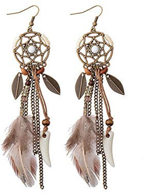 Baumeln Sie Retro Drop Ohrringe Runde Ausschnitt Seil Klinge Anhänger Braun Lange Ohrringe Frauen Schmuck, Geschenk für Sie