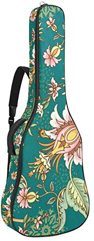 Gitarren-Gigbag, wasserdicht, Reißverschluss, weicher Gitarren-Rucksack, Bass-Akustik- & klassische Folk-E-Gitarrentasche, Vintage-Blumen