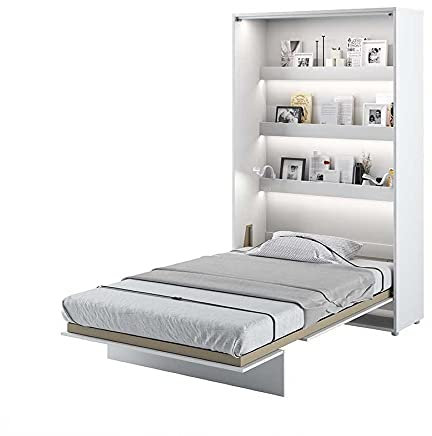 Schrankbett LENART Wandklappbett 120x200 BED CONCEPT Gästebett Vertical Weiß satiniert