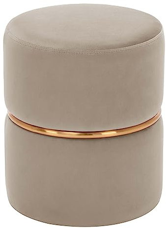 DUHOME Tabouret Pouf Coiffeuse en Velours, Tabouret Ottoman Rond, Sièges de Coiffeuse pour Adulte, Rembourré Pouf Repose-Pieds, Chaise Coiffeuse Chambre à Coucher, Salon, Vestiaire (Beige)