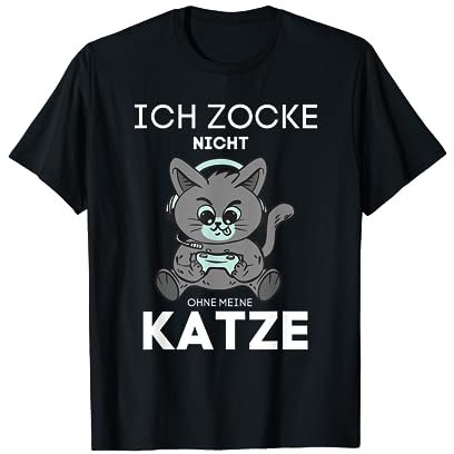 Gamer Katze Games Zocker Pc - Lustiges Gaming Spruch T-Shirt