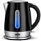 ANSIO Wasserkocher Edelstahl,1,7 Liter, 2200 watts Wasserkocher mit Herausnehmbarer Kalkfilter, Abschaltautomatik, Schnellkochfunktion Wasserstandsanzeige beleuchtet BPA Frei (Edelstahl-schwarz)