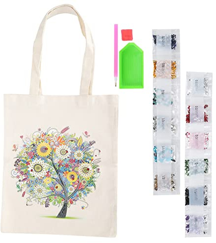5D Bricolage Diamant Peinture Sacs Fourre-tout pour le Shopping Organisation Quotidienne Diamant Art Sac à Main(2) Sac Fourre-tout en Toile de Coton avec Diamants Other Art Supplies