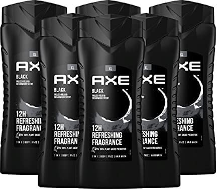 AXE 3-in-1 Duschgel & Shampoo Black XL für langanhaltende Frische und Duft im 6er Pack, Herren Men Showergel für Body Face Hair Wash, Shower Gel dermatologisch getestet (6x 400ml)