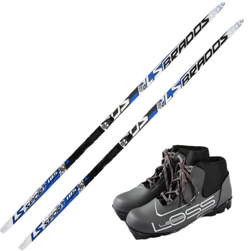 Skiwax Europe Langlaufski-Set für Herren und Damen: Langlauf-Ski + NNN-Bindung + NNN-Schuhe - Länge: 190cm