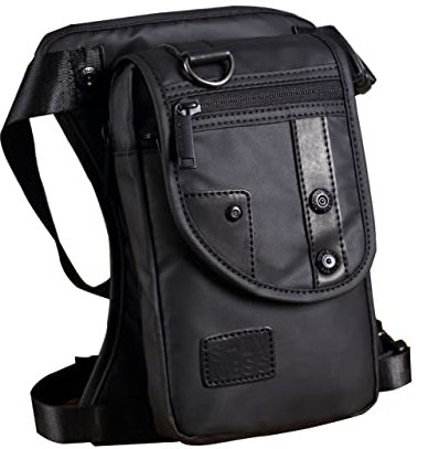 RongXuan Wasserdicht Beintasche Mottorad Hüfttasche Oberschenkel Tasche für Damen Herren Tactical Outdoor Gürteltasche für Radfahren Reiten Reisen Wandern (Schwarz#211315)