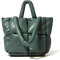 Große gesteppte Puffer-Tragetasche für Damen, weich gepolstert, Daunen, Winterhandtasche, Schultertasche, Kissen, Shopper, Grün , 14.2*4.92*9.84in