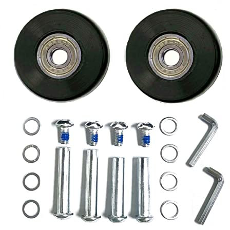 LOTOWELZON 2 Stück Gepäck-Koffer-Ersatzrollen, 50 mm Gummi-Inline-Rollschuhe mit 8 mm ABEC-7 608ZZ Kugellager-Reparatur-Sets (schwarz, OD50 x B 18 mm)