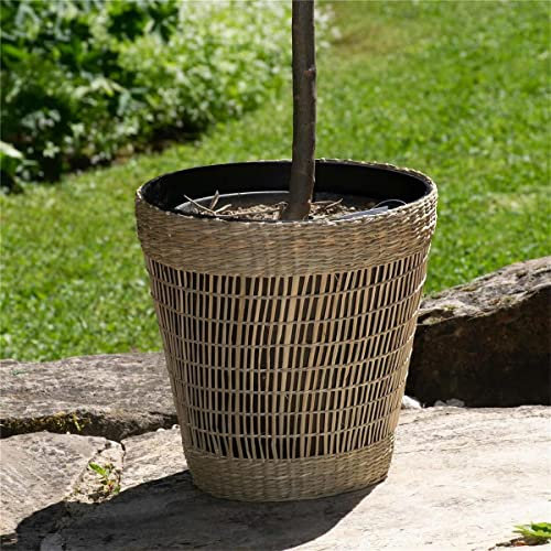 BOURGH Blumentopf Mandela - wasserdichter Pflanzentopf Korb geflochten - Blumentopf Gross Übertopf 25 cm Durchmesser - Pflanzkübel groß außen Bereich geeignet