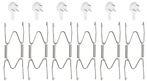 sourcing map 6Pcs Plate Hanger, 4/5 Inch Stainless Steel Invisible Wall Plate Hangers with 6Pcs Wall Hooks for Decorative Plates, Silver