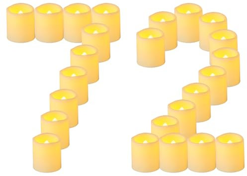 Yakpo 72 Stück 3,8 cm x 4,6 cm große Votiv-Teelichter, batteriebetrieben, flammenlos, flackernde LED-Teelichter, elektrisch flackernde Halloween-Kürbiskerzen für Hochzeitsdekorationen im Mittelpunkt