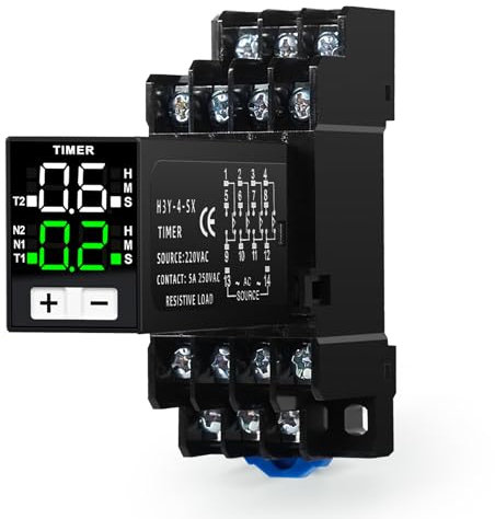 Ailao Interruttore Temporale 220V Relè digitale 0.1S-99H Timer per luci di controllo del ciclo ritardatore 4 normalmente aperto/normalmente chiuso 14 pin AC 220V con attacco.