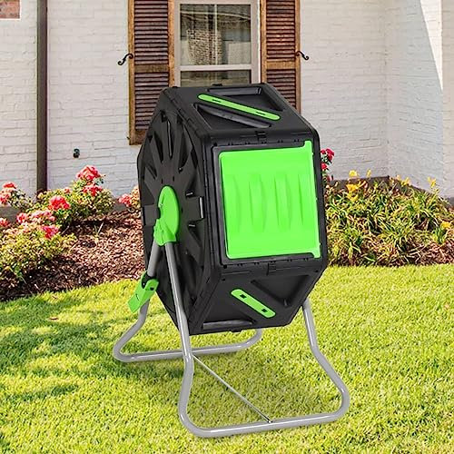 Compostador de Jardín, Bandeja de Compost Rotativo Tonel de Compostaje Compostador de Tambor 60x43x74 cm 70 L Polipropileno