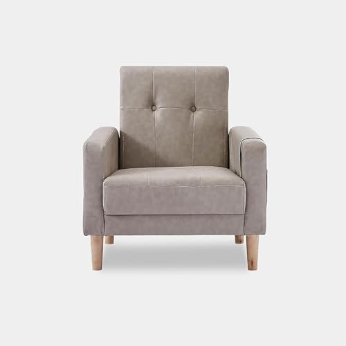 DDKYHU 2-Sitzer-Sofa, doppelt gepolstertes Ledersofa, lässiger Sessel mit extra hoher Rückenlehne (Größe: 72 cm, Farbe: Cremeweiß)