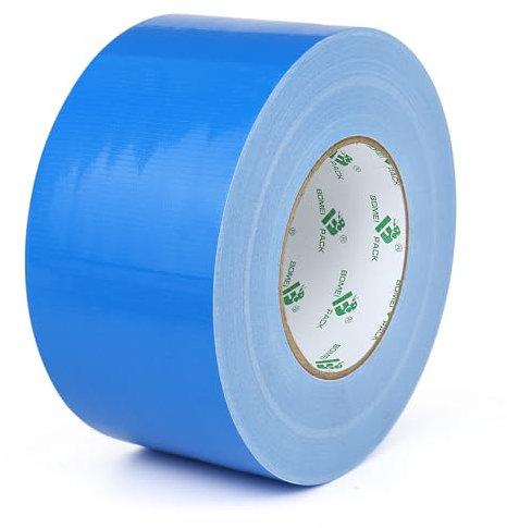 BOMEI PACK Nastro adesivo blu rinforzato, 75 mm x 50 m, impermeabile, resistente, per tubazioni e condotti, riparazione, fai da te, marcatura di pavimenti, cuciture per tappeti, sigillatura di
