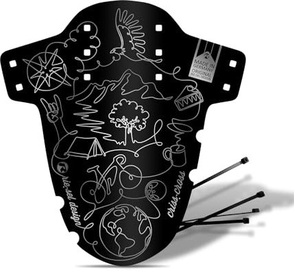 Riesel Design Criss:Cross Mudguard – vorderes Fahrrad Schutzblech inkl. Kabelbinder – Spritzschutz für Gravel Bike – Schutzblech für Gabel, leicht & flexibel – Made in Germany (Journey)
