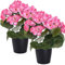 YELIKIT 2PCS Künstliche Blumen im Topf Kunstblumen Pflanzen Geranie Dekoration Freien und Innen Seidenblumen Blumensträuße mit Keramikvase Kunstpflanze für Balkon Home Hochzeit Tischdekoration, Rosa