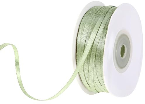 Prasacco Schleifenband Grün, 91m x 3mm Geschenkband Grün aus Polyester Salbeigrün Dekoband für Geschenkverpackungen, Handwerkliche Herstellung, Geburtstagsdekoration und Hochzeitsdekoration (1 Roll)