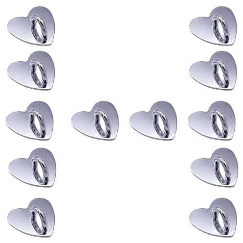 12 Pcs Metal Phone Finger Grip Hook Adhesive Heart Shaped Phone Charm Hook Smartphones Accessories Charm Loop Stand Keychain Ring Smartphones Holder Heart Pad Ring for DIY Hanging Supplies (Silver)