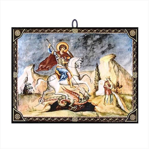 NKlaus Ikone Heiliger Georg 9,7x13,5x1,2cm Christliche Ikone orthodox aus Griechenland 60148