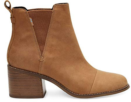 TOMS Women's Esme Leather Bootie, 4.5 UK, Tan Leather