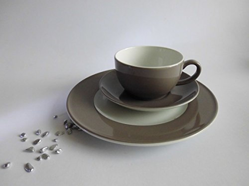 Dibbern Solid Color - Kaffeetasse 0,25 l m.U. + Teller flach 21 cm - Kiesel - NEU