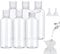Voarge Lot de 6 bouteilles de voyage de 100 ml en plastique avec 2 petits entonnoirs - Plastique transparent - Avec petit entonnoir pour avion, aéroport, vacances (Blanc)