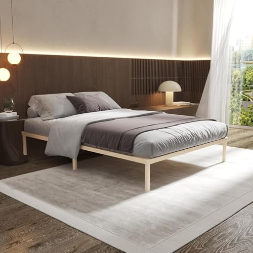 Bettgestell 140x200 cm Lisette mit Lattenrost mit Füßen – Futonbett aus Vollholz mit Rollrost – Bettrahmen bis 300 kg belastbar – stabiles Holzbett – unbehandeltes FSC®-zertifiziertes Massivholz