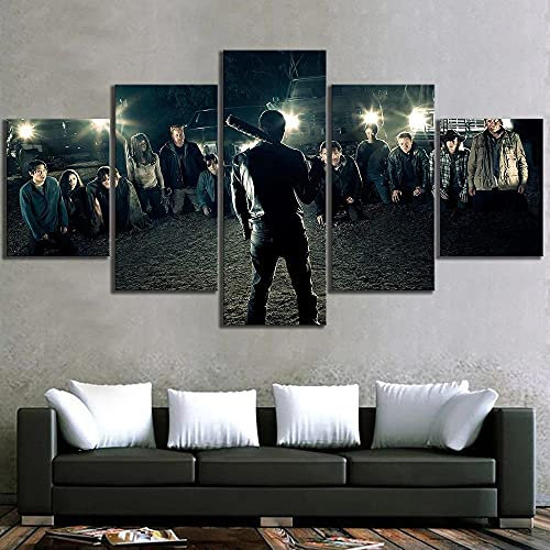 YUANJUN Puzzle 5 TLG Kunstdruck Modern Wandbilder Design Tapete Eingerahmt Bilder Drucke Leinwand Wandkunst Wohnkultur Gem?Lde Poster Mehrteilig XXL Der Walking Dead-Film