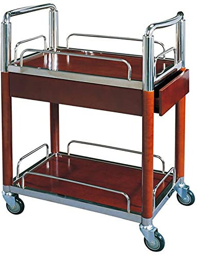 SGSG Barwagen Küche Barwagen auf Rädern, Rollbarer Servierwagen im Industriestil, Edelstahl, Hausbarwagen mit Rädern (640 * 400 * 850 mm)