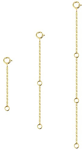 ALEXCRAFT Necklace Extender, 14K Gold Plated Solid Brass Gold Chain Extenders for Jewellery Making (2, 4, 6 Inches)