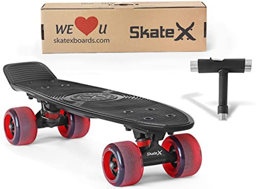 SKATE X - Skateboards für Kinder im Alter von 6–12 Jahren + Kinder-Skateboard + 55,9 cm Skateboard für Kleinkinder – Jungen und Mädchen Pro Schwarz