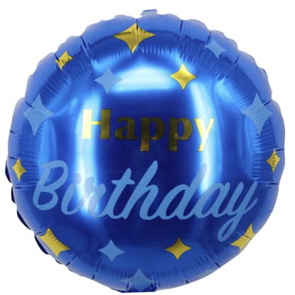 Blue Stars Round Birthday Foil Balloon, 45cm