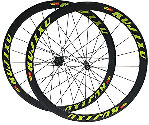 RUJIXU Rennrad Laufradsatz 700c Cruiser Fahrradrad 40mm Felge Felge/V-Bremse Fahrradräder Mit Schnellspanner Für 7 8 9 10 11 Speed Kassette 1850g (Color : Groen, Size : 700C)