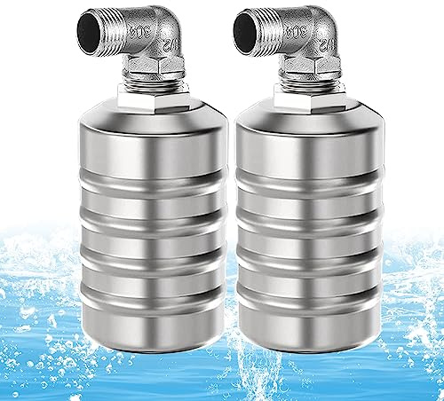 2 Stück Schwimmerventil 1/2 zoll, Edelstahl Schwimmkugelhahn Automatisches Wasserstandsregelventil mit 2 Dichtungsband für Wassertank, Wassertürme Pools (Typ B, 1/2 Zoll)