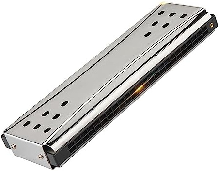 mundharmonika Doppelseitige, Zweistimmige, Zweiseitige, Zweistimmige 24-Loch-C-Stimmung, G-Stimmung, Polyphones Monophones Mundharmonika-Musikinstrument (Color : Silver)