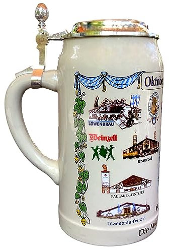 Steinfixx® - Chope originale de l'Oktoberfest avec couvercle - Chope annuelle 2002 - Chope hôte de collection - Édition limitée