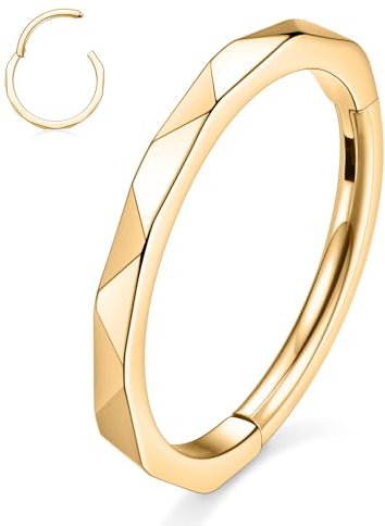 hengkaixuan Knorpelohrring 16G Nasenring Gold Conch Piercing Schmuck Helix Ohrringe Conch Ohrringe Nahtloser Clicker Ring Chirurgenstahl Septum Ring Lip Rook Tragus Ring 6mm Triangle Shape