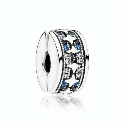 Lkwidi Charme Glänzender Stern Clip Charms Anhänger 925 Sterling Silber Charm Pendant für Europäische Armbänder und Halsketten