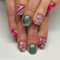 Calkkrer Lot de 24 faux ongles brillants à coller - Faux ongles courts - Flocons de neige - À coller - Faux ongles festifs