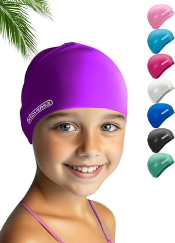 KIDVERSE Badekappe für Kinder - Jungen & Mädchen - Schwimmkappe 100% Reißfest & Wasserdicht - Badehaube mit UV Schutz - Silikon Bademütze - Schwimmmütze