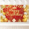 PartyYaa Geburtstag Banner, Happy Birthday Banner Deko, Extra Großes Geburtstag Party Fotoautomaten Hintergrund Dekoration Schild Poster für Männer und Frauen (Rot Gold)