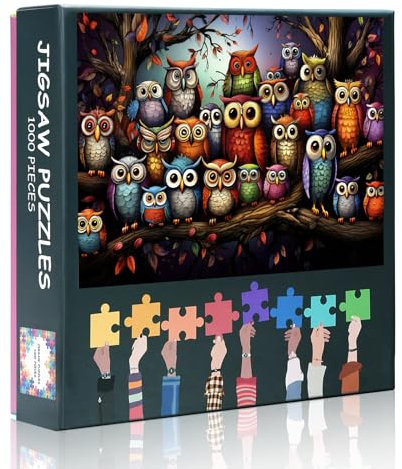 Jigsaw Puzzles 1000 Pieces for Adults - Owls On Tree Puzzles for Adults 1000 Pieces Animal Jigsaw Puzzle, Finished Puzzle Size is 27.5 x 19.7 Inch