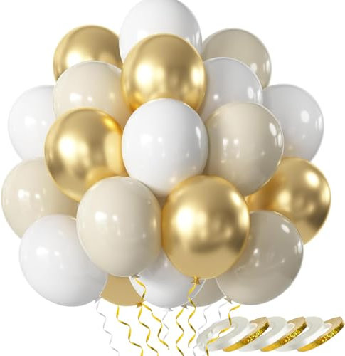 wenweo Luftballons Geburtstag • [60 Stück] • 12 zoll Premium Ballons Beige aus 100% Naturlatex • Helium Luftballons Beige • Luftballon Girlande • Perfekt für Feiertage oder Partydekorationen