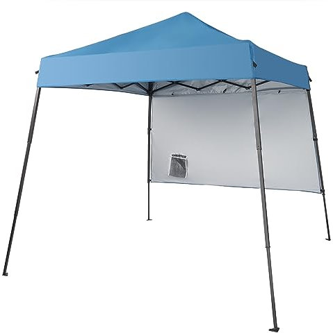 1.8m x1.8m Pop Up Canopy Tent with One Side, Outdoor Gazebo Folding Canopy with Carry Bag for Commercial Events, Party, Backyard BBQ, Camping,Blue