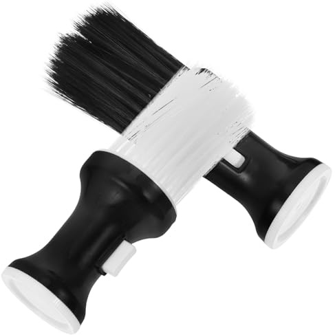 2 Stück Friseurzubehör Nackenstaubpinsel zum Haareschneiden Weiß | Kunststoff und Faser, nicht Hautreizend, Erreicht Jede Stelle, Standfester Sockel für Barber und Haarpflege